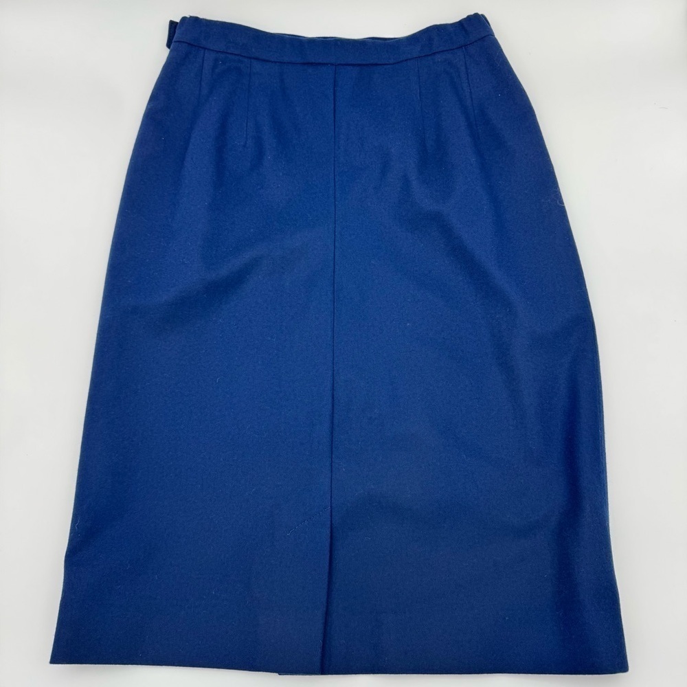 Pendleton Vintage 1960s–70s 100% Virgin Wool Navy Pencil Skirt - Size 8 - Picture 6 of 9